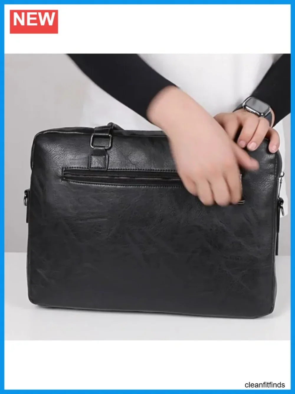 Men's Leather Laptop Bag 15 In Water-Resistant Briefcase Messenger for Work
